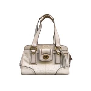 Coach‎ Legacy Turnlock Satchel F13130 Ivory Leather Optic C Signature Handbag